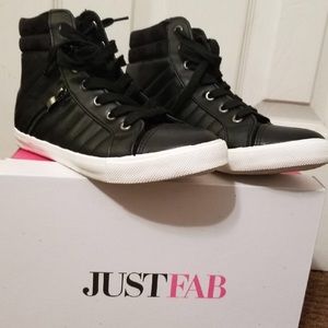 Lace up faux leather sneakers